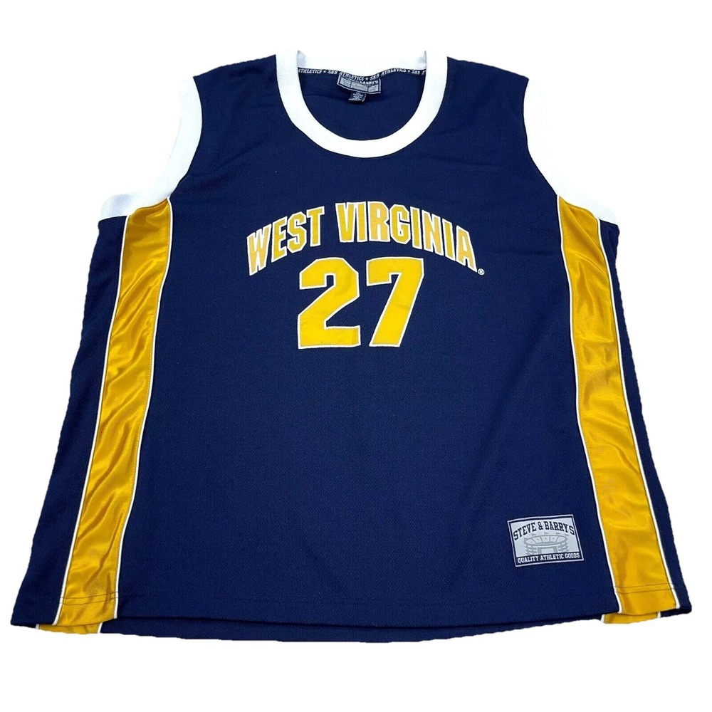 Vintage West Virginia Mountaineers Jersey Men XXL 2XL Basketball WVU Y2K Sewn